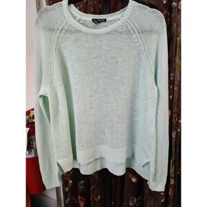 Eileen Fisher Cotton Linen Blend Mint Green Lightweight Sweater Medium